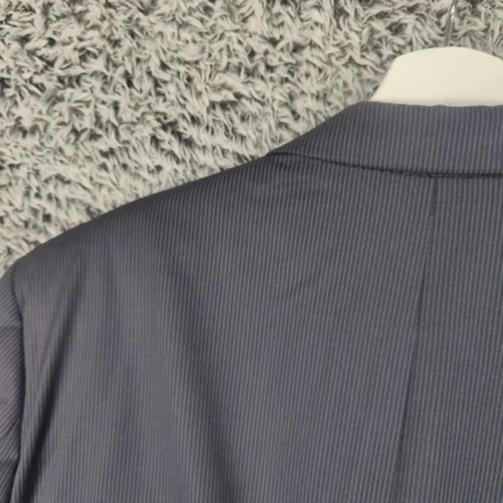 Ralph Lauren Mens Classic Dark Academia Pinstripe Suit Jacket 46L Grey Wool